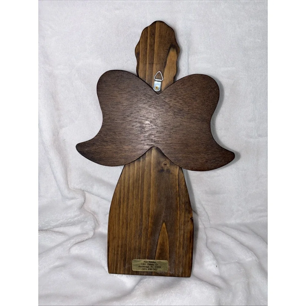 Handcrafted primitive Rustic Angel Wall Hanging 3D layered Farmhouse Folk art